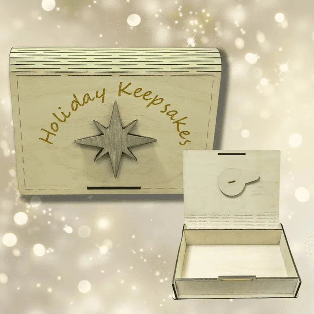 Hand-Crafted Keepsake Box with Locking Mechanism Small (4" x 6" x 1") / Star