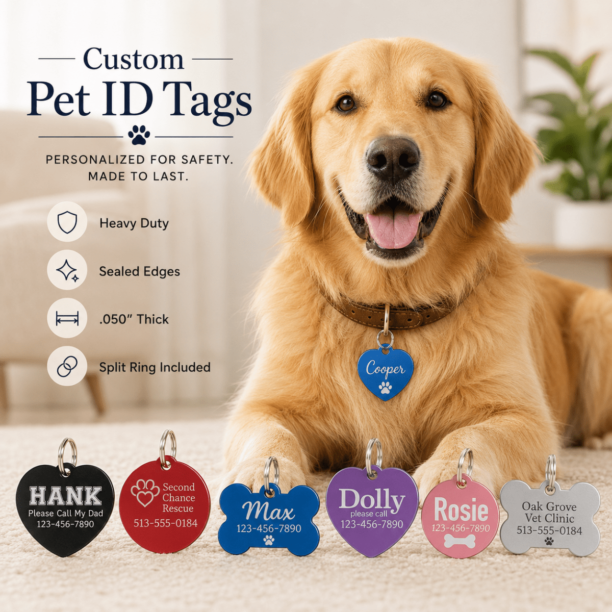 Custom Pet ID Tags for Vets, Groomers, Rescues & Events - Bone