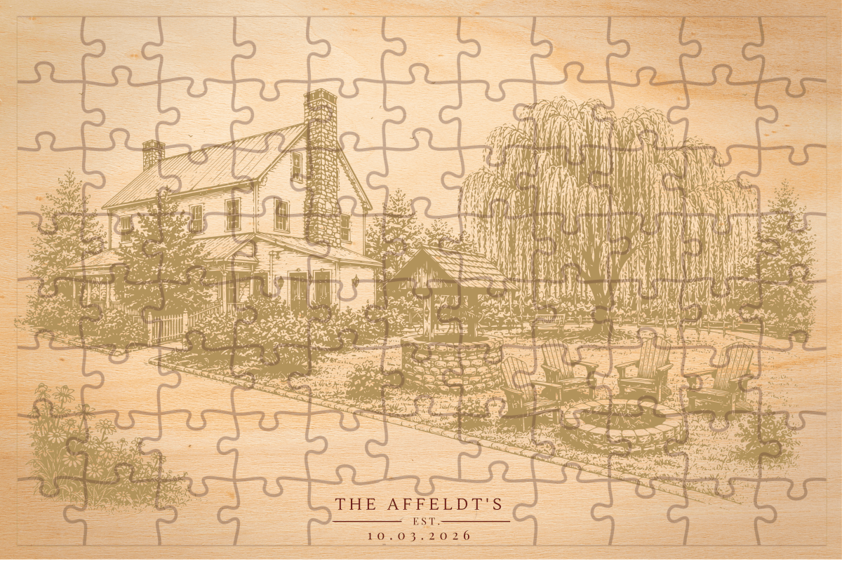 Custom Puzzle Piece Guest Book - Natural with Natural Border
