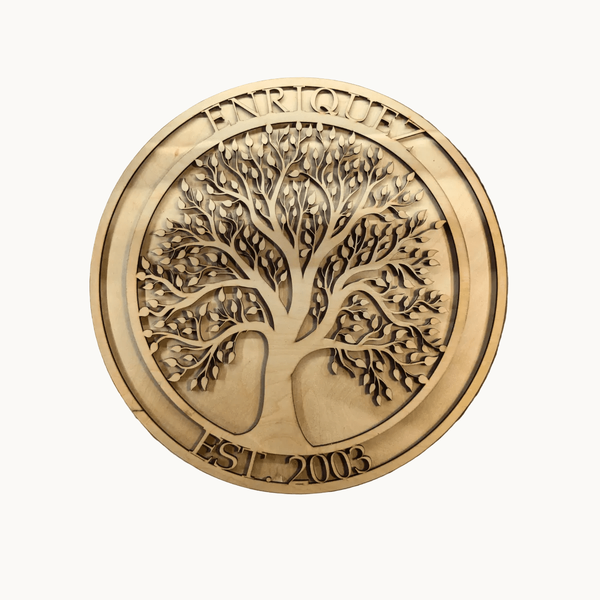 Custom Round Wood Wall Signs - Tree of Life Design in Natural Stain