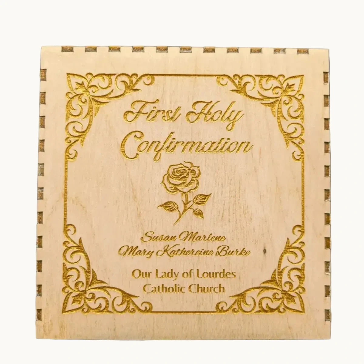 Custom Wood Keepsake Box for Milestones and Awards - 8" x 8" x 2.5"