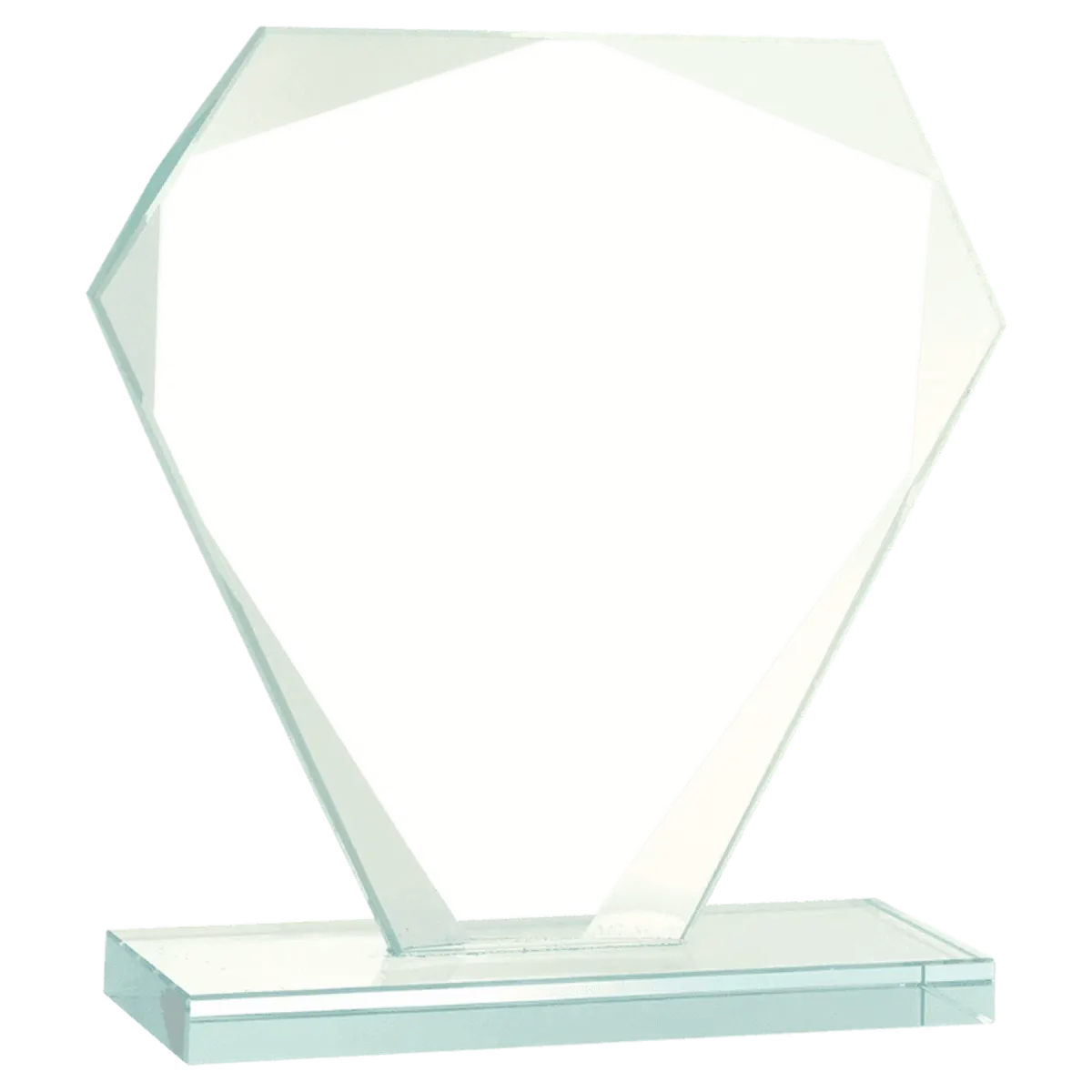 Jade Glass Awards with Beveled Edges and Frosted Etching Cut Diamond / 5 1/2" / Jade Glass