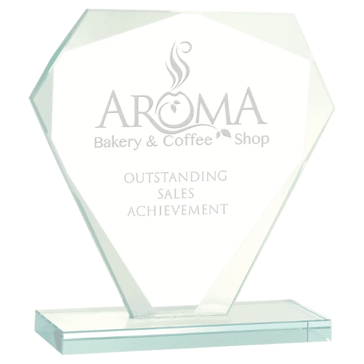 Jade Glass Awards with Beveled Edges and Frosted Etching Octagon / 6" / Jade Glass