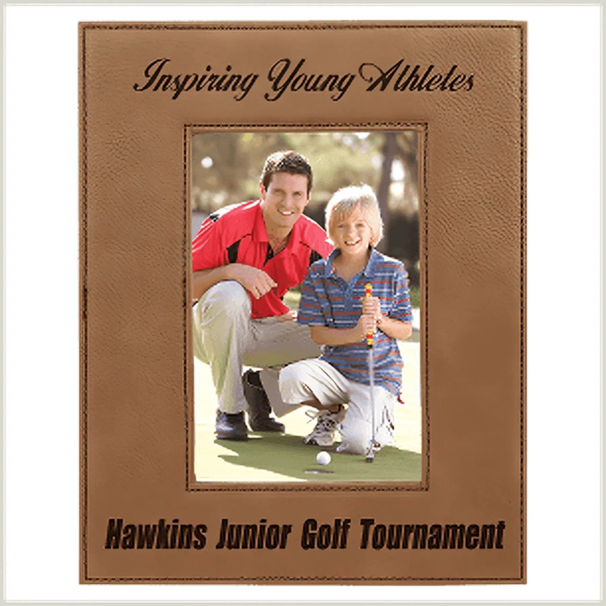 Personalized Leatherette Picture Frames – Custom Engraved Photo Display 4" x 6" / Dark Brown / Leatherette
