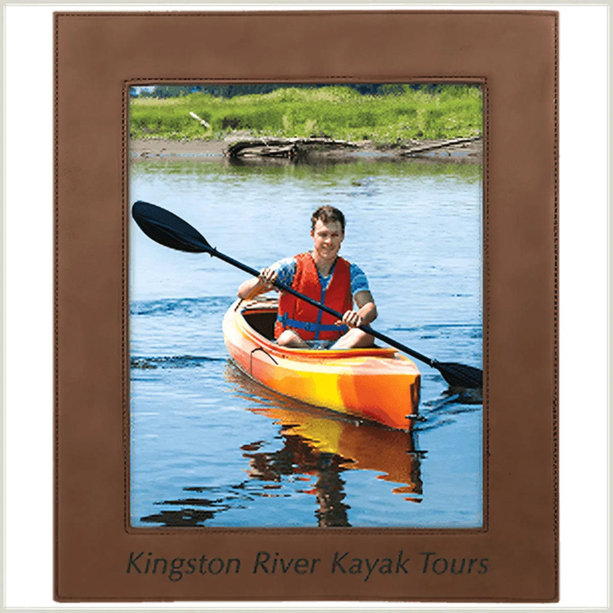Personalized Leatherette Picture Frames – Custom Engraved Photo Display 8" x 10" / Dark Brown / Leatherette