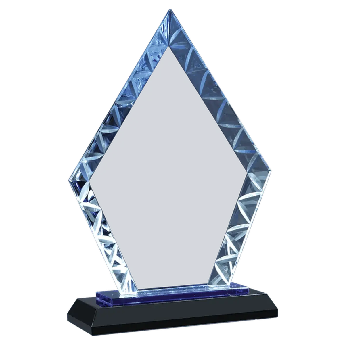 Accent Glass Awards - Custom Engraved in Fan, Flame, Diamond Designs Diamond / Black / 7 1/2"