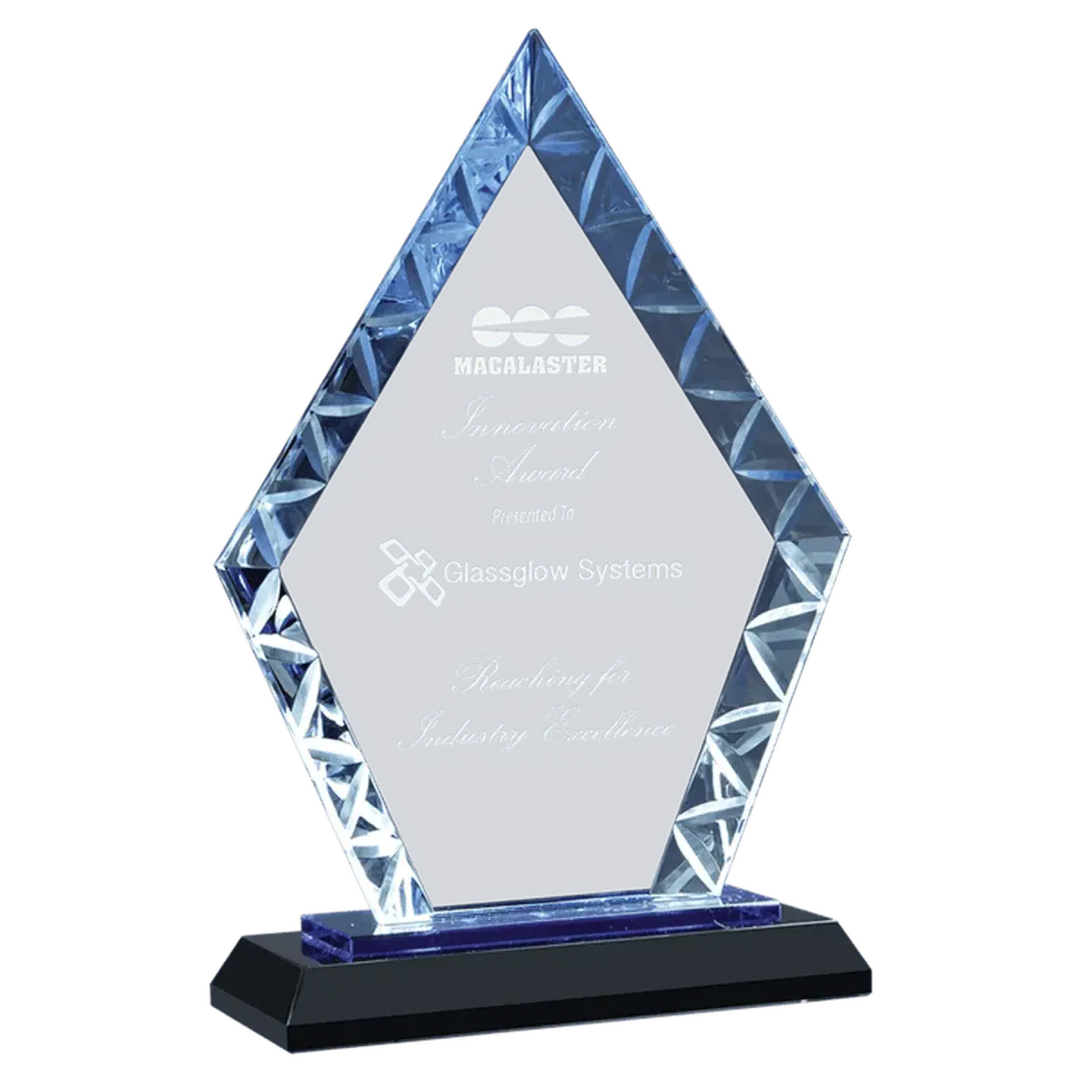 Accent Glass Awards - Custom Engraved in Fan, Flame, Diamond Designs Diamond / Black / 7 1/2"