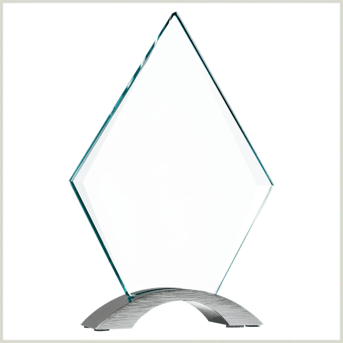 Cosmic Glass Awards - Jade Tinted with Silver Metal Base Round / 7 1/4" / Cosmic Glass