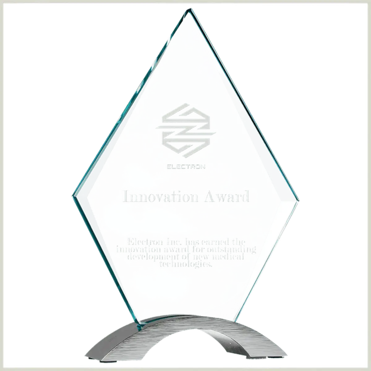 Cosmic Glass Awards - Jade Tinted with Silver Metal Base Diamond / 7 1/4" / Cosmic Glass