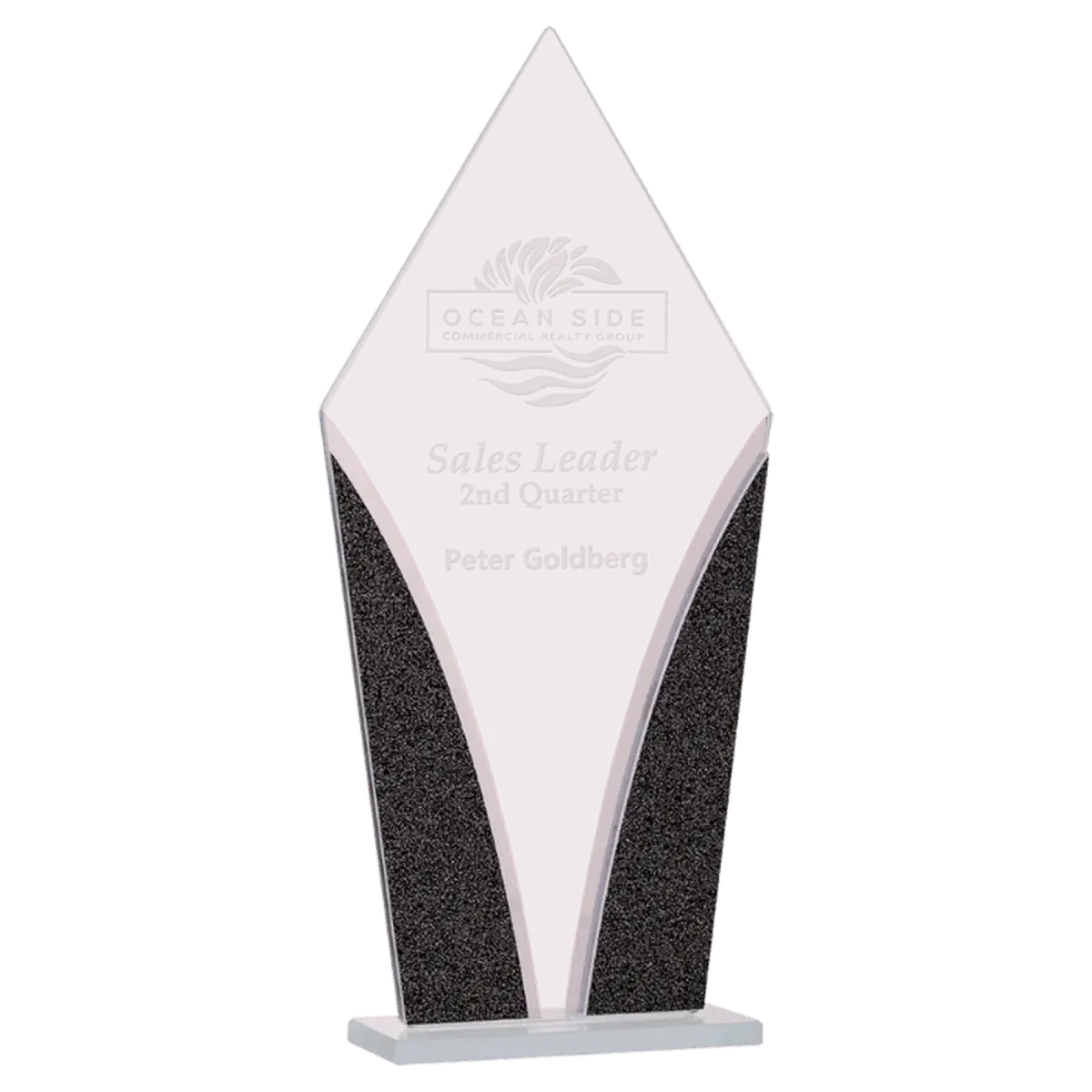 Designer Glass Awards – Personalized Art Deco-Inspired Recognition Diamond / 9 1/4" / Designer Glass