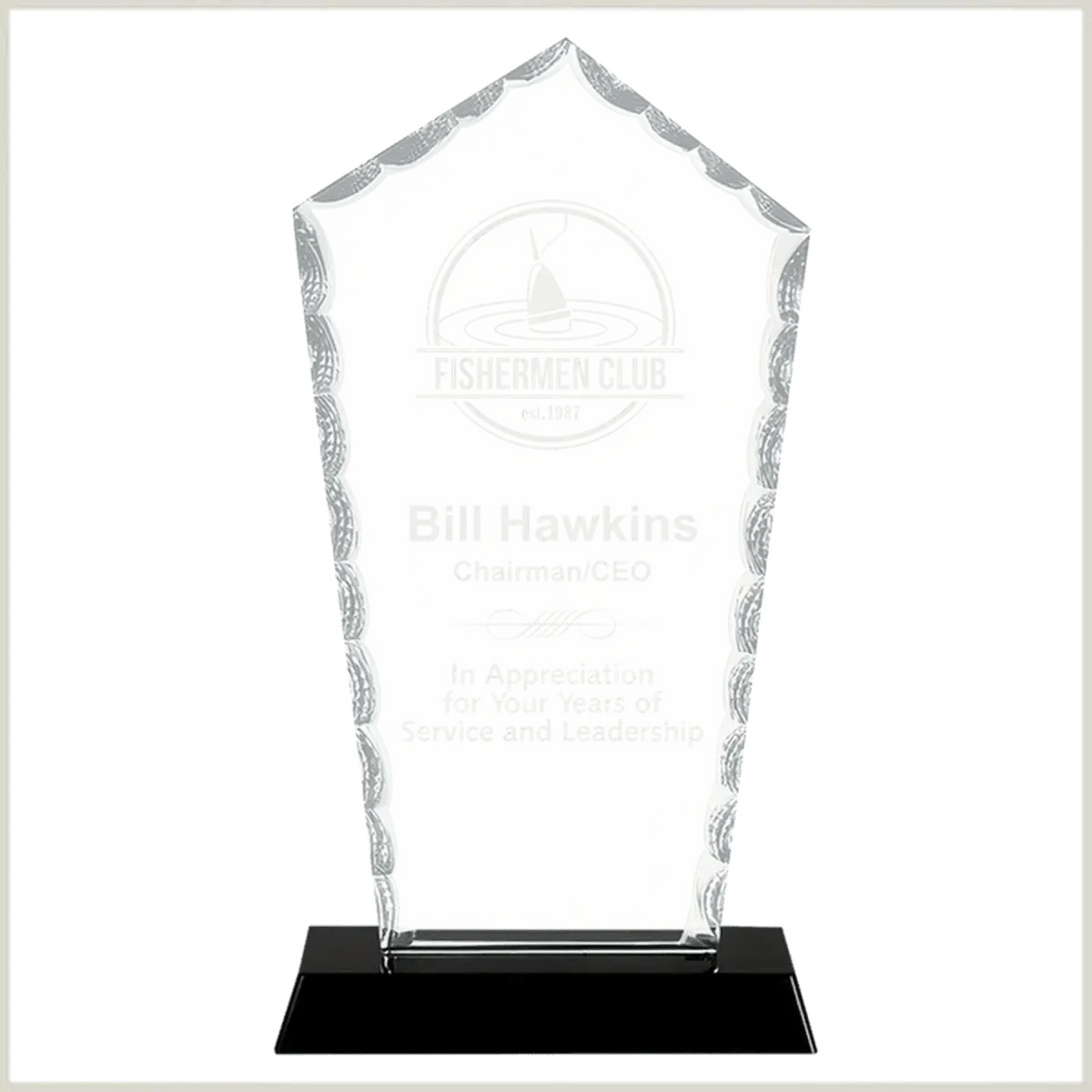 Scalloped Facet Glass Awards with Custom Engraving Round / 5"