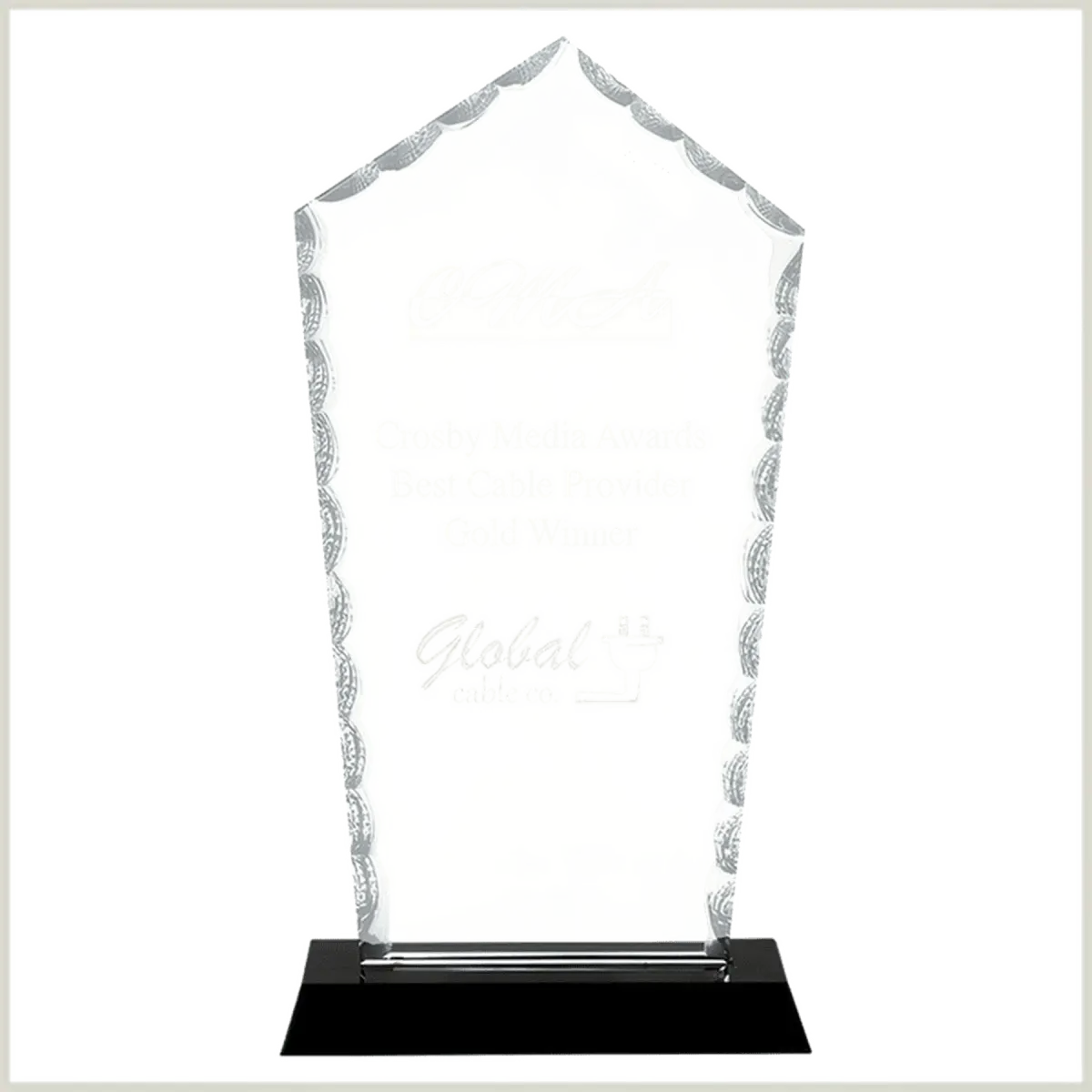 Scalloped Facet Glass Awards with Custom Engraving Round / 5"