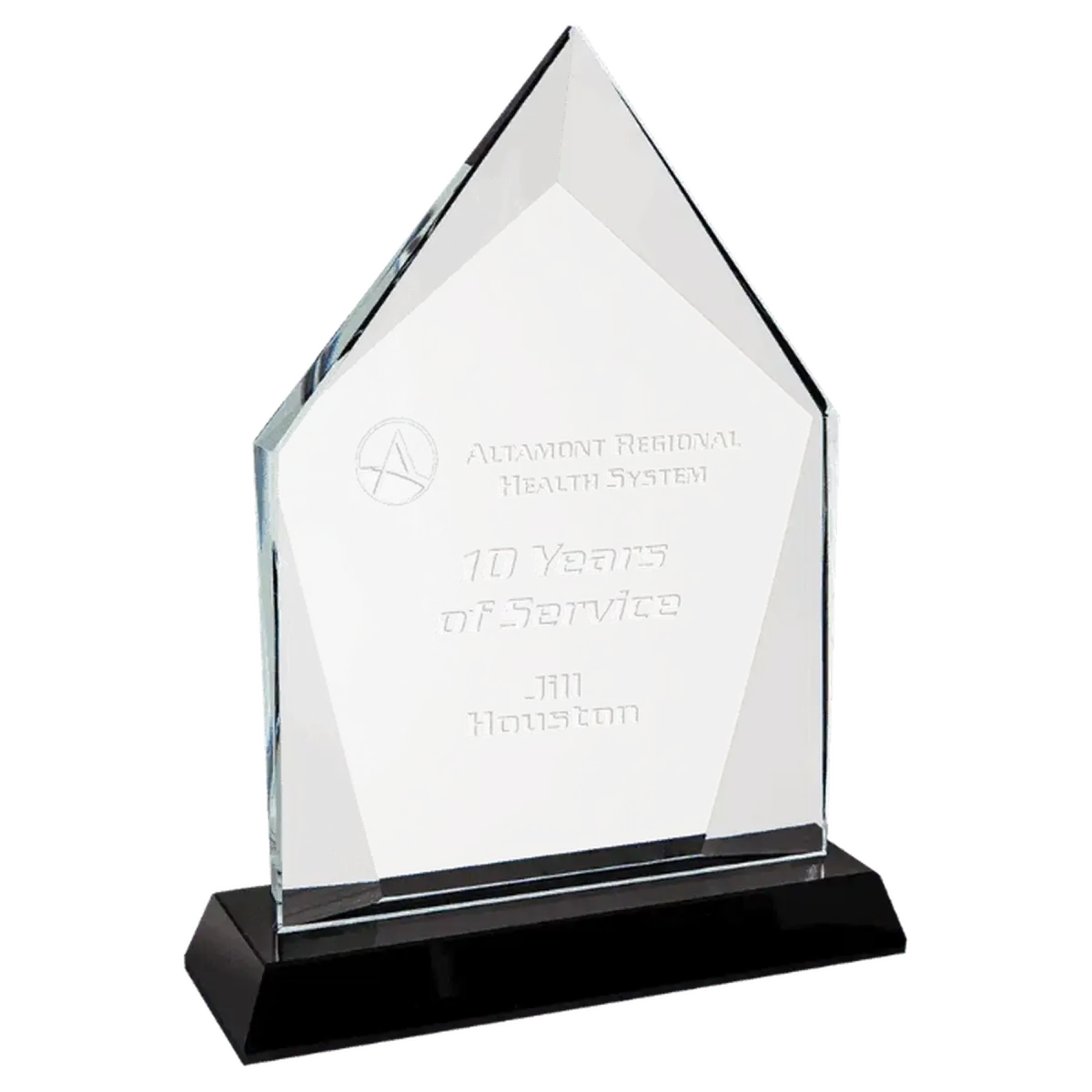 Halo Glass Awards - Custom Engraved Diamond & Oval Glass Diamond / Black / 7 3/4"