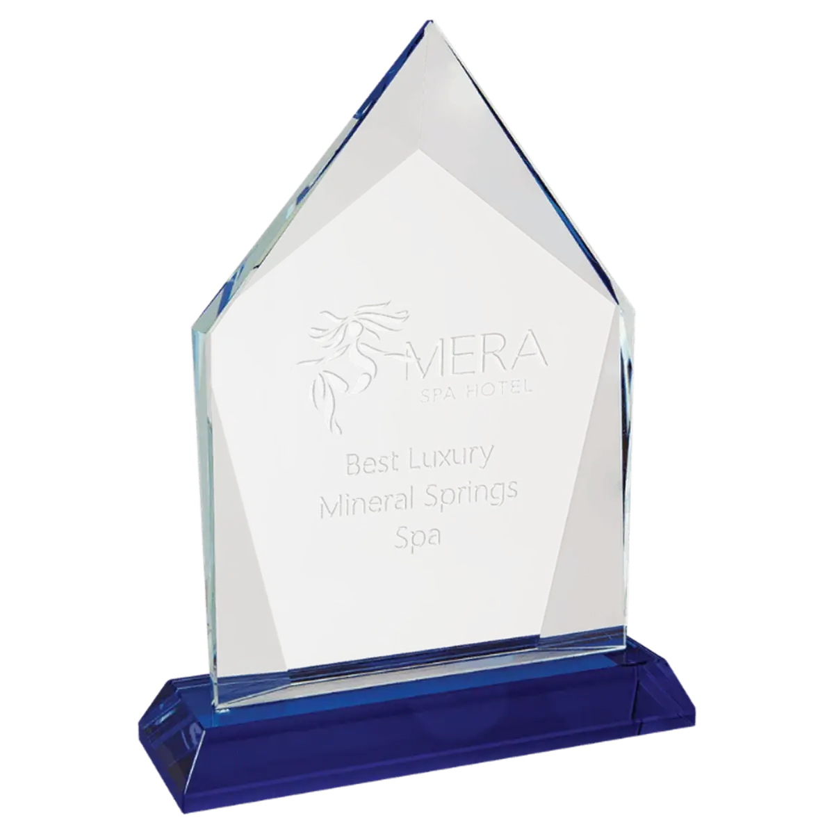 Halo Glass Awards - Custom Engraved Diamond & Oval Glass Diamond / Blue / 7 3/4"