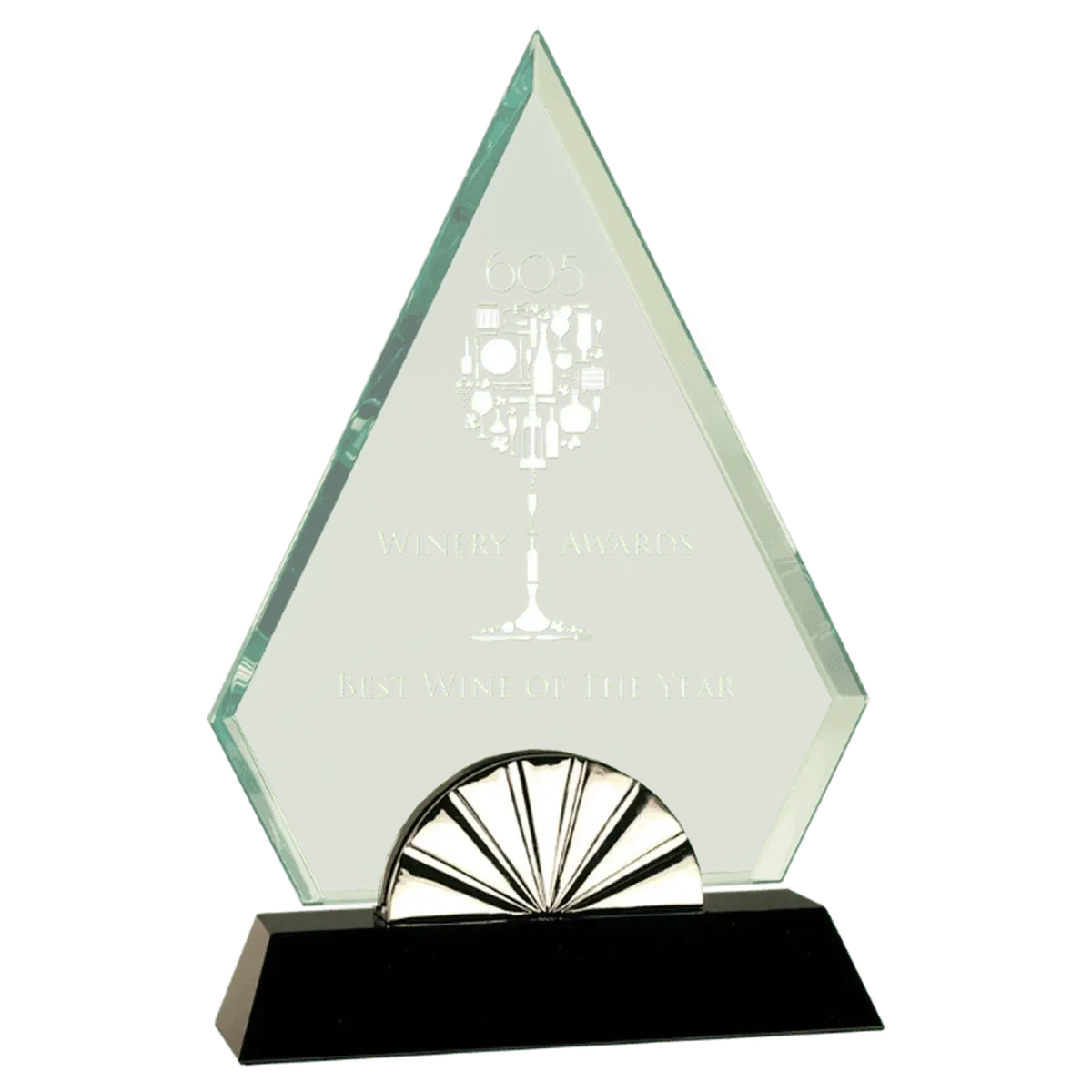 Horizon Glass Awards with Silver Accents and Custom Engraving Diamond / 9"
