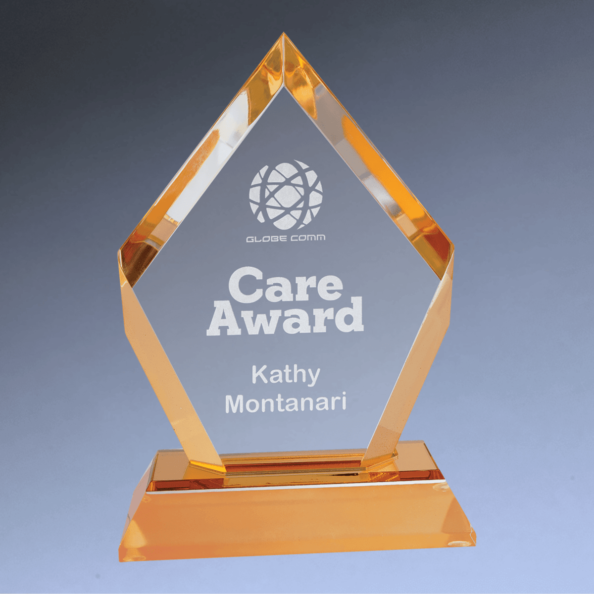 Diamond Impress Acrylic Award with Frosted Colored Base - Gold