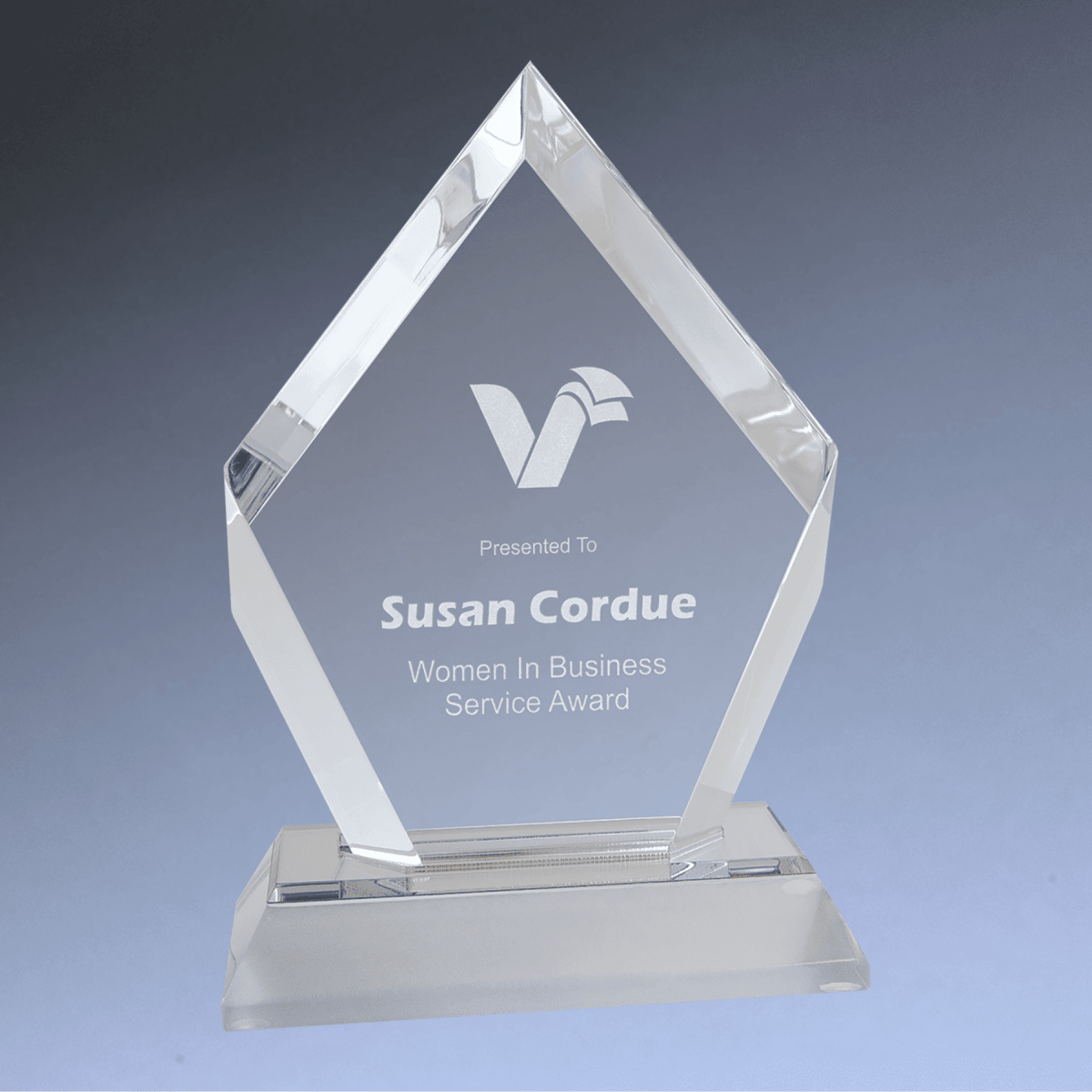 Diamond Impress Acrylic Award with Frosted Colored Base - Silver