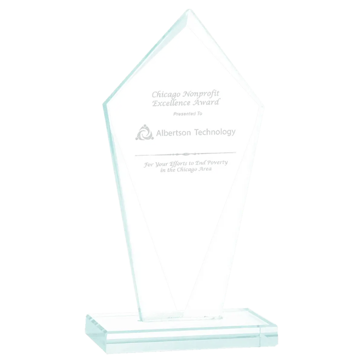 Jade Glass Awards with Beveled Edges and Frosted Etching Octagon / 6" / Jade Glass