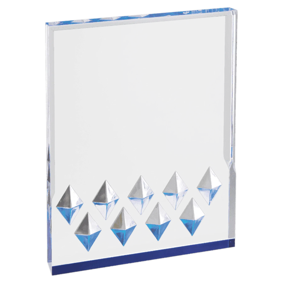 Diamond Mirage Acrylic Awards - Custom Engraved with Color Accents Blue / 4" x 6"
