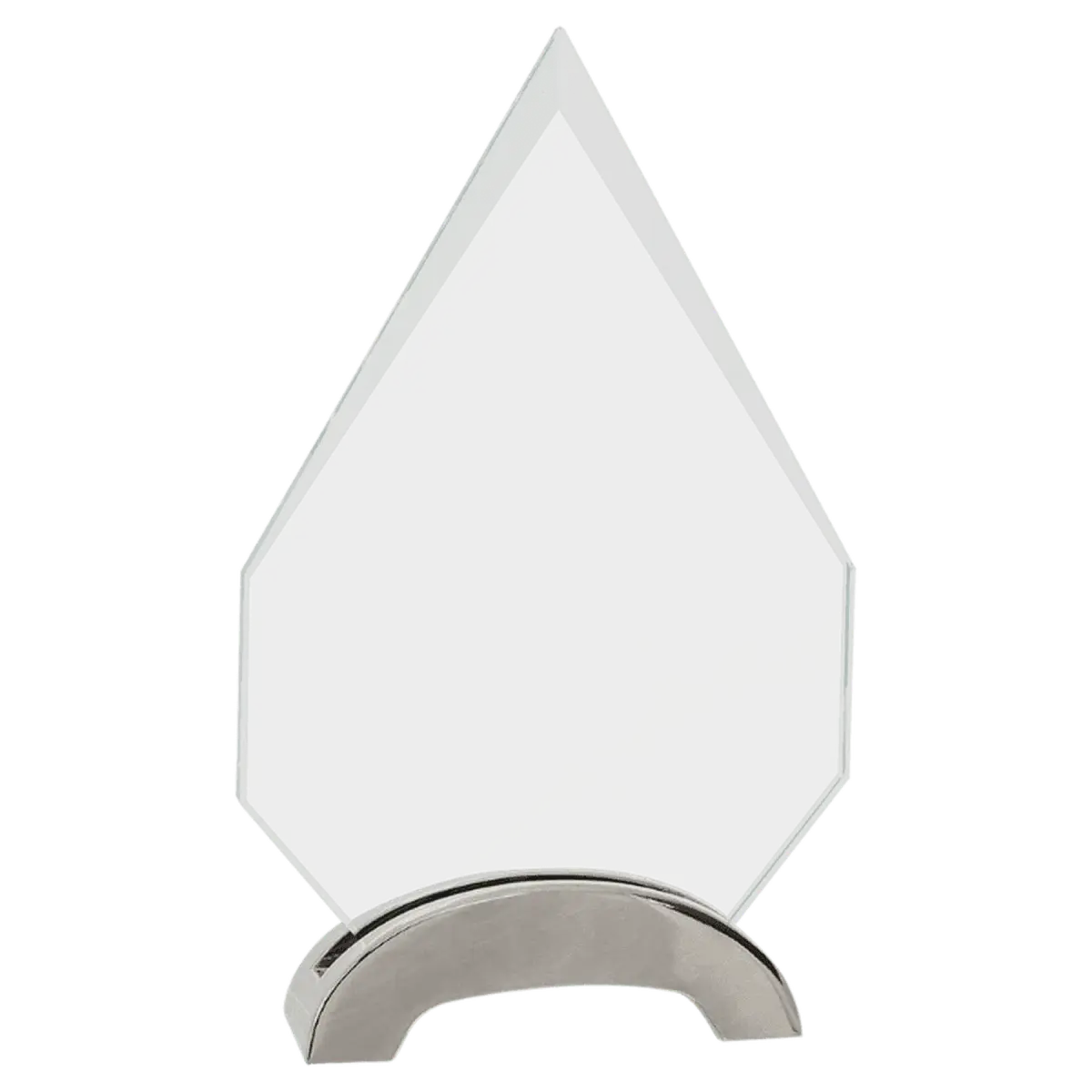 Platinum Glass Awards on Silver Aluminum Base – Custom Engraved Fan / Arch Metal / 7 1/2"