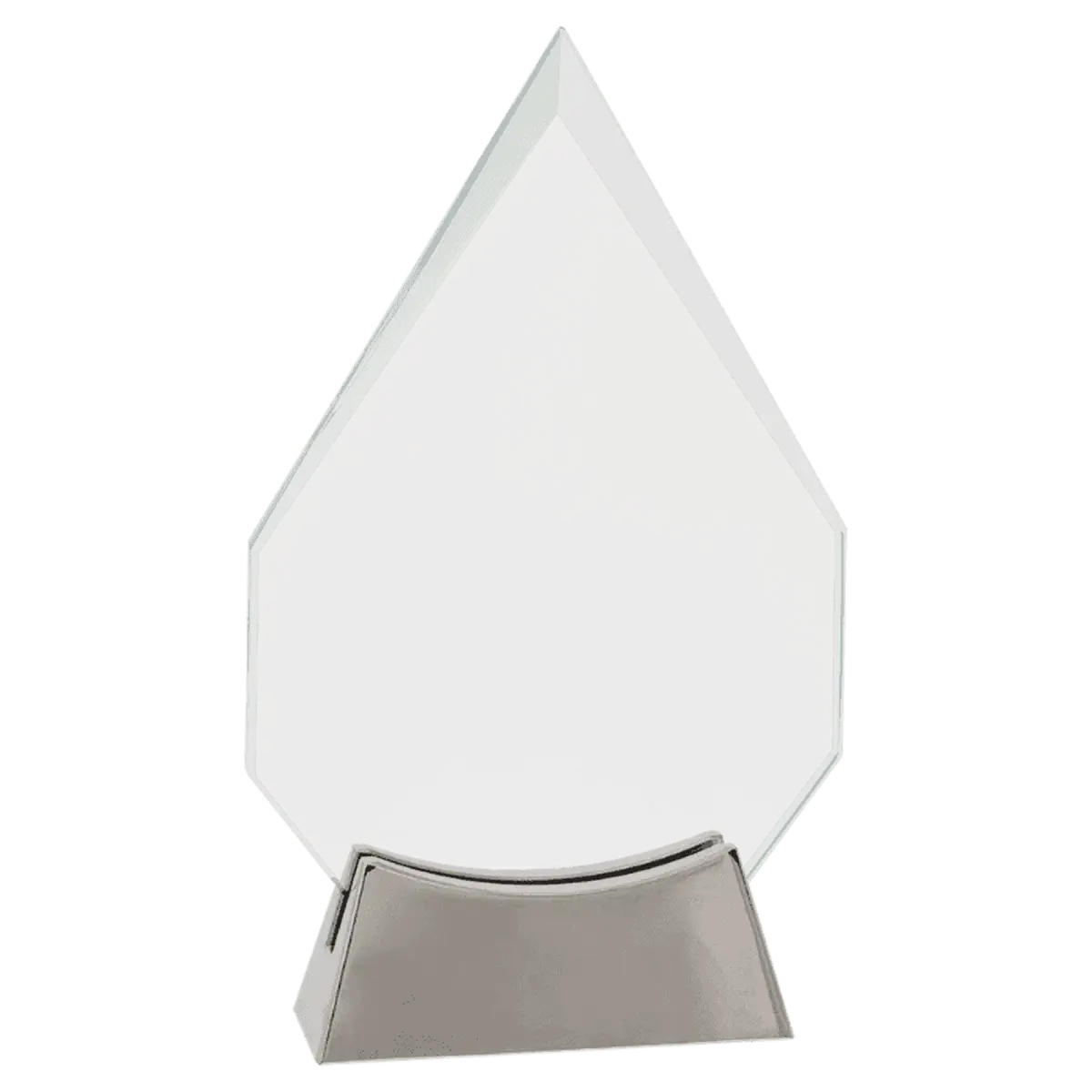Platinum Glass Awards on Silver Aluminum Base – Custom Engraved Fan / Arch Metal / 7 1/2"