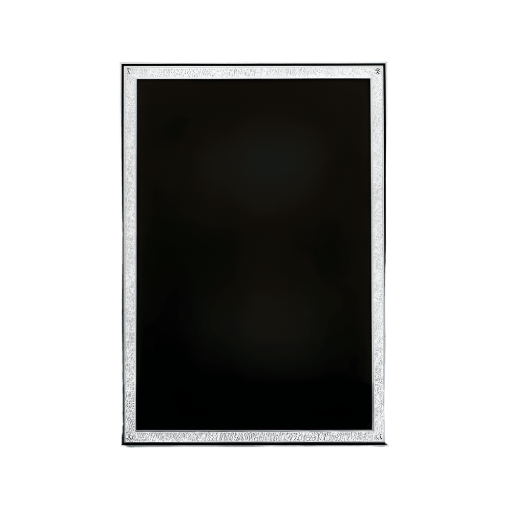 Elegant Black Plaque Plate with Silver Florentine Border - Silver Florentine Border