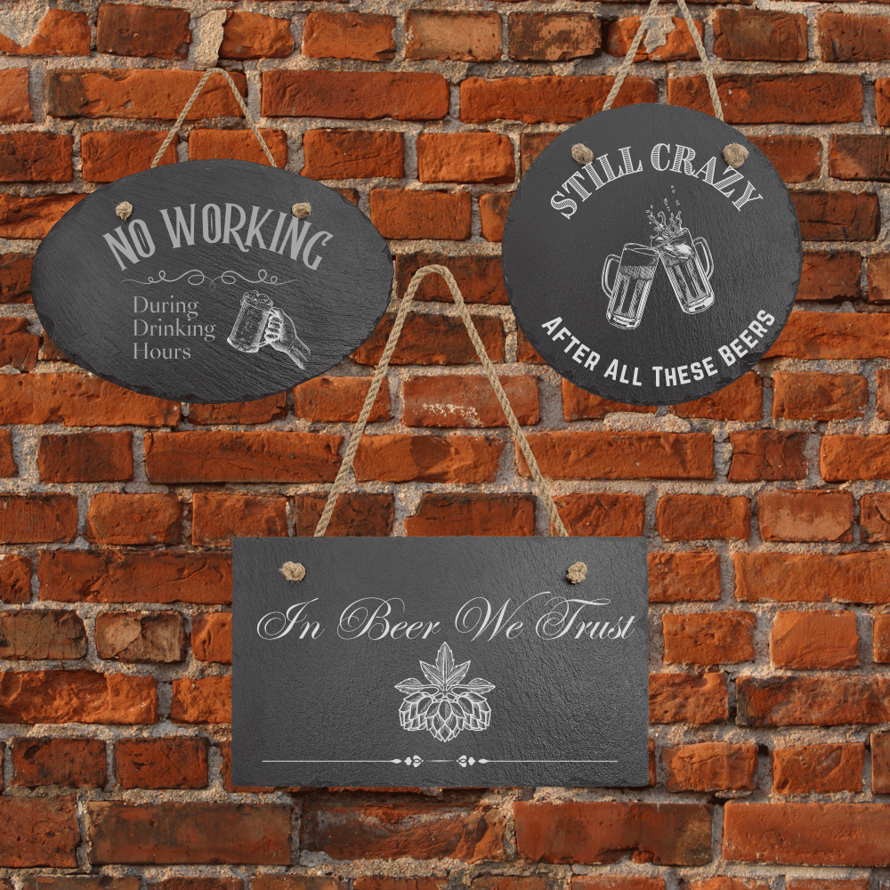 Engraved Bar-Themed Humorous Slate Signs with Hanger String In the Beginning / 7 3/4" x 6"