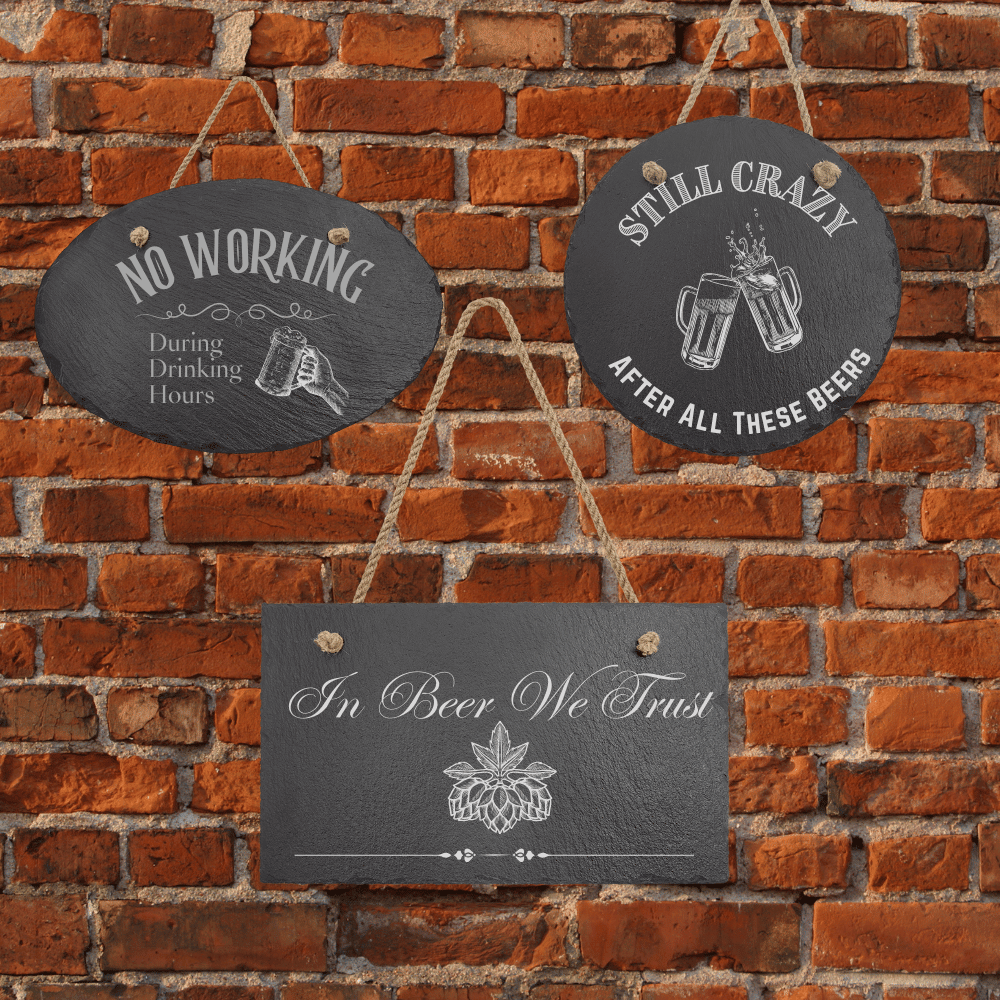 Engraved Bar - Themed Humorous Slate Signs with Hanger String - Design Your Own