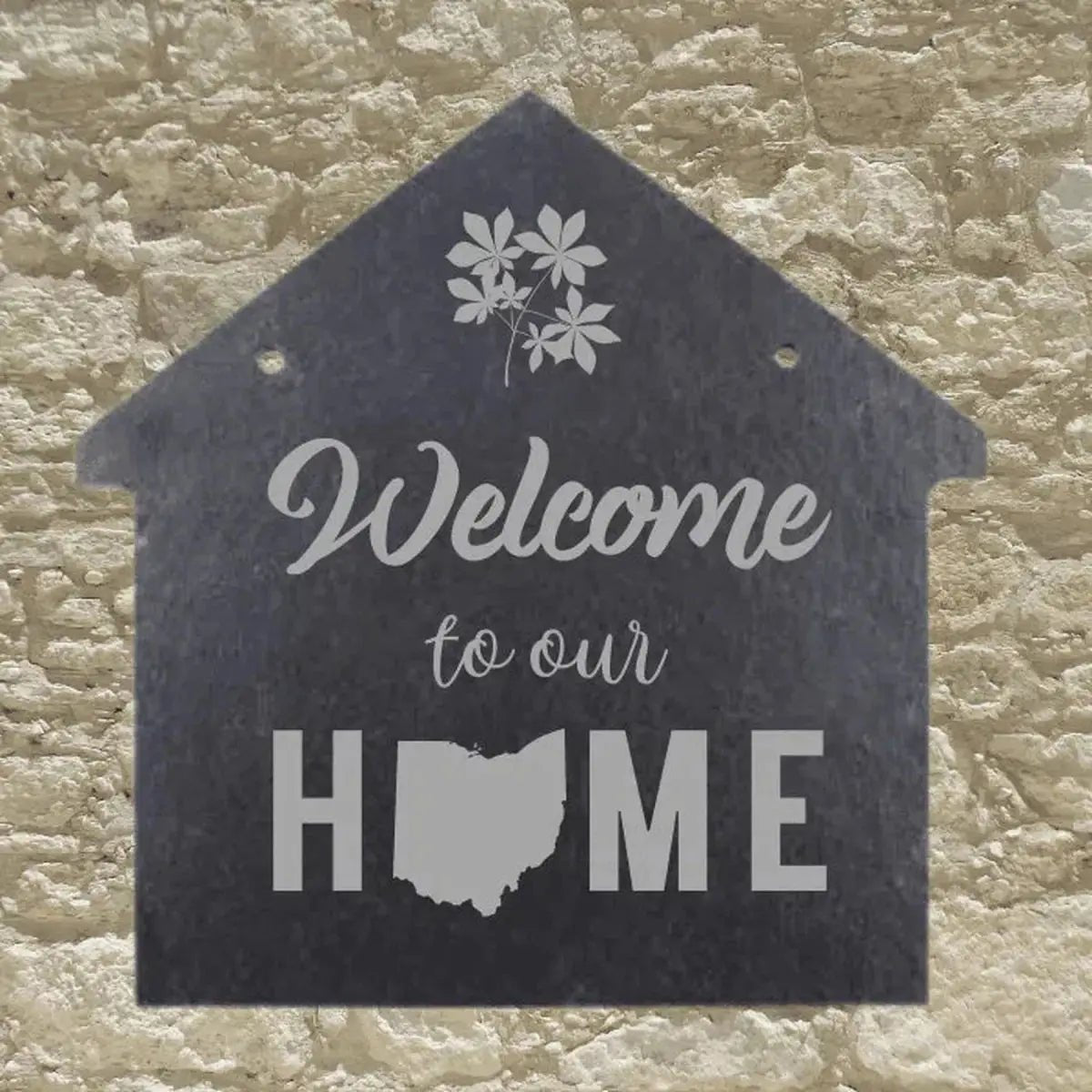 Engraved House - Shaped Slate Plaques - Customizable Welcome Signs - 8" x 8"