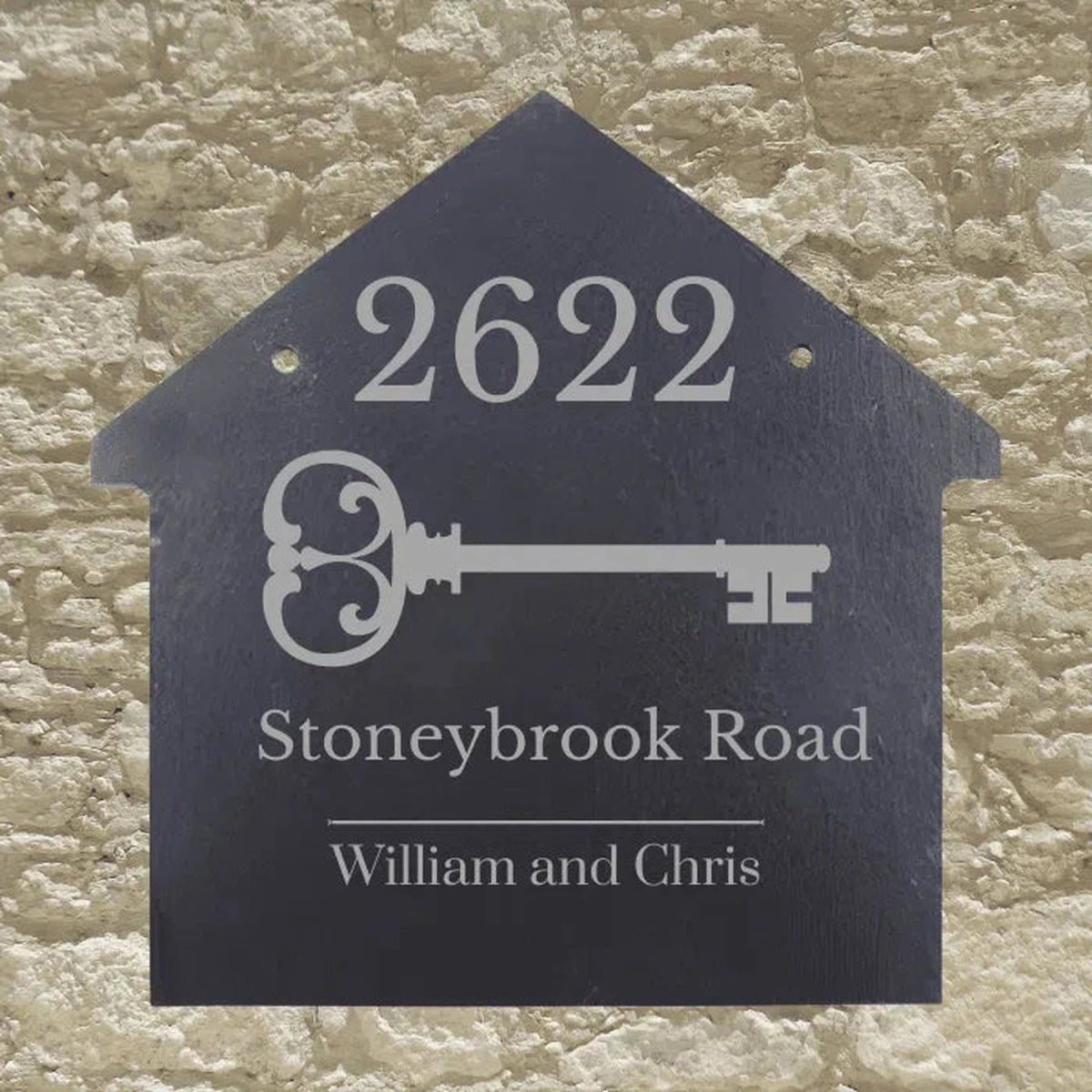Engraved House - Shaped Slate Plaques - Customizable Welcome Signs - 8" x 8"