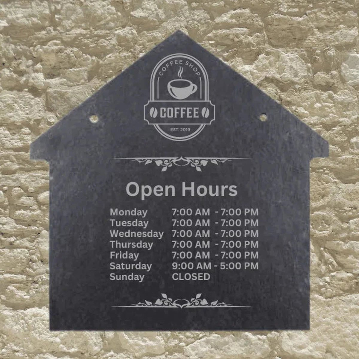 Engraved House - Shaped Slate Plaques - Customizable Welcome Signs - 8" x 8"