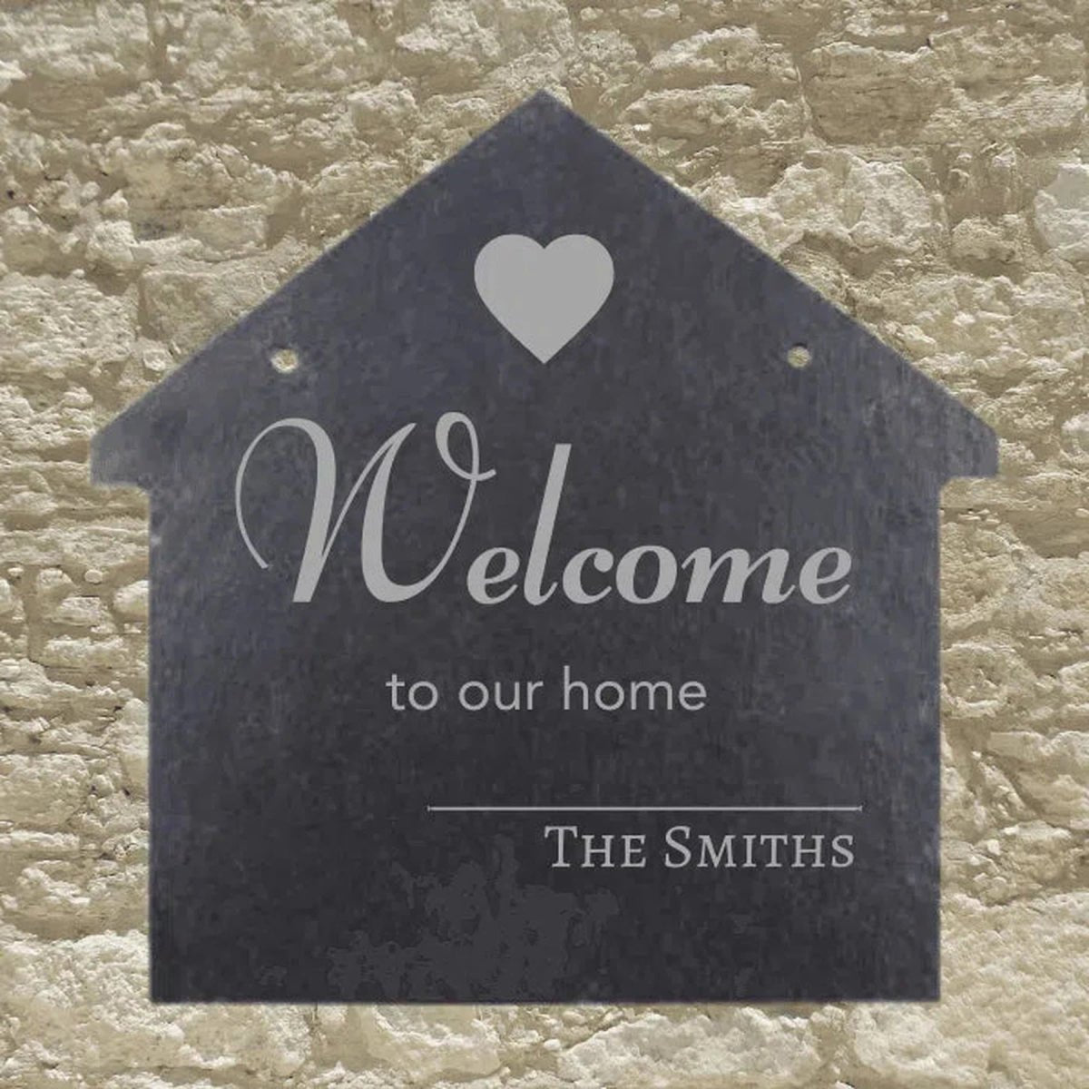 Engraved House - Shaped Slate Plaques - Customizable Welcome Signs - 8" x 8"