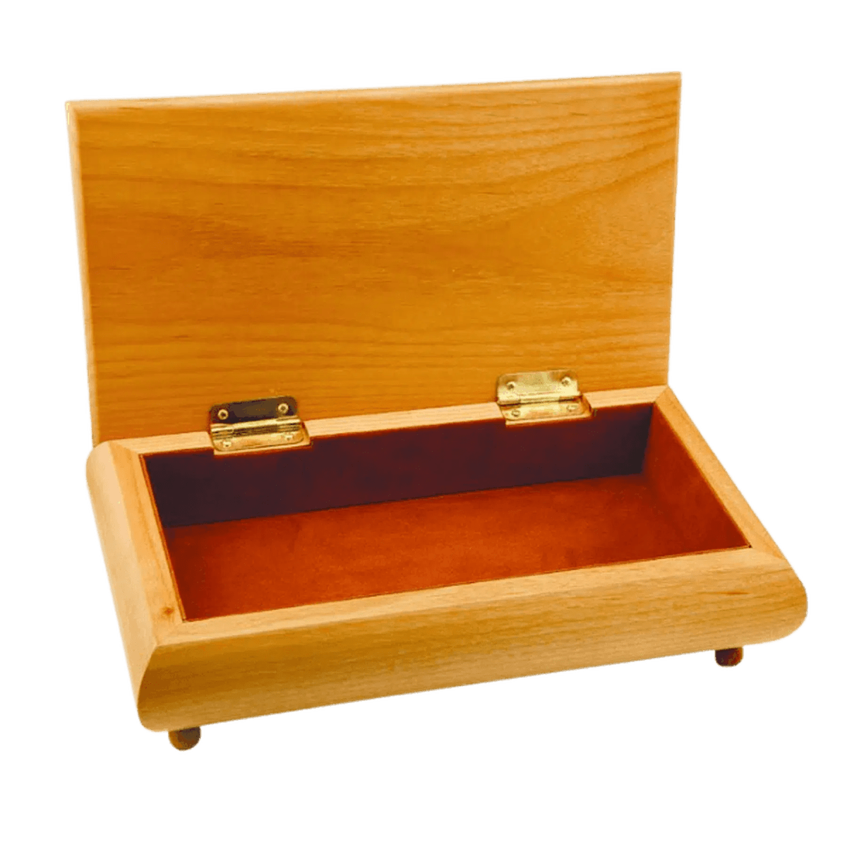 Engraved Red Alder Jewelry Box for Monograms & Designs - Footed and Lined - 7" x 4 1/2"