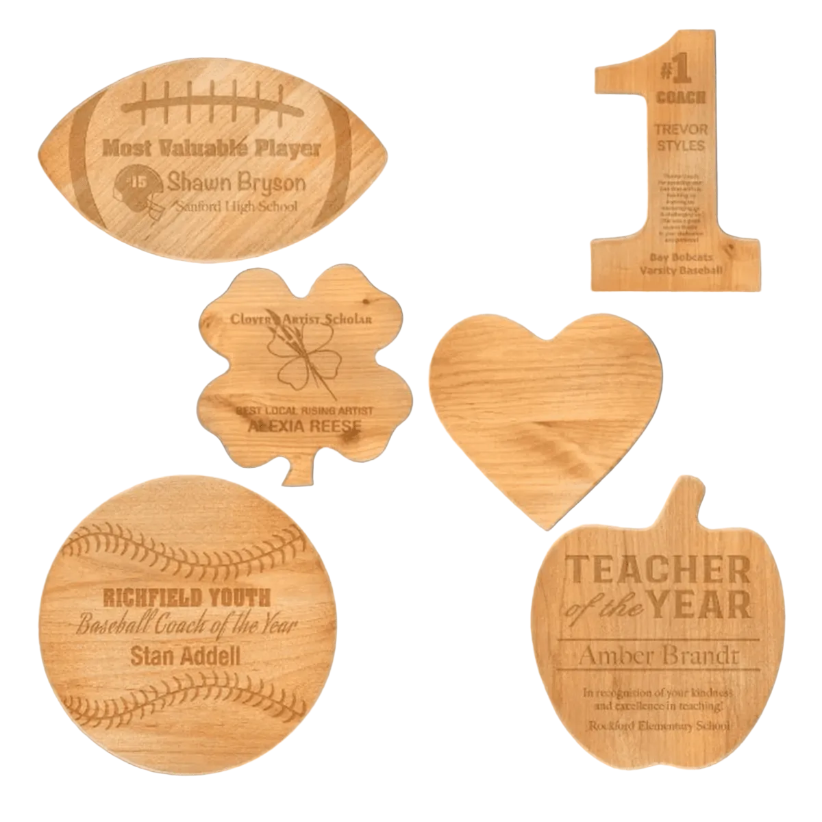 Engraved Wood Sport and Specialty Plaques – Made in the USA - Number 1