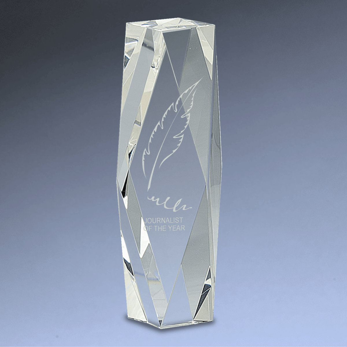 Faceted Crystal Tower Award with Custom Engraving - 12"