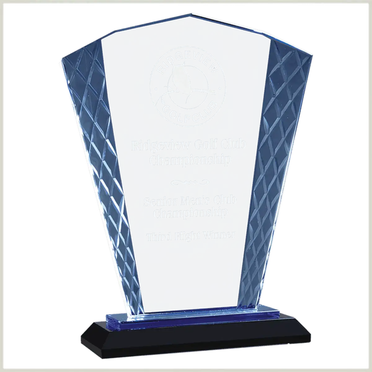 Accent Glass Awards - Custom Engraved in Fan, Flame, Diamond Designs Diamond / Black / 7 1/2"