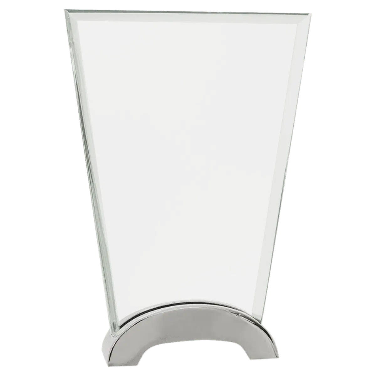 Platinum Glass Awards on Silver Aluminum Base – Custom Engraved Fan / Arch Metal / 7 1/2"