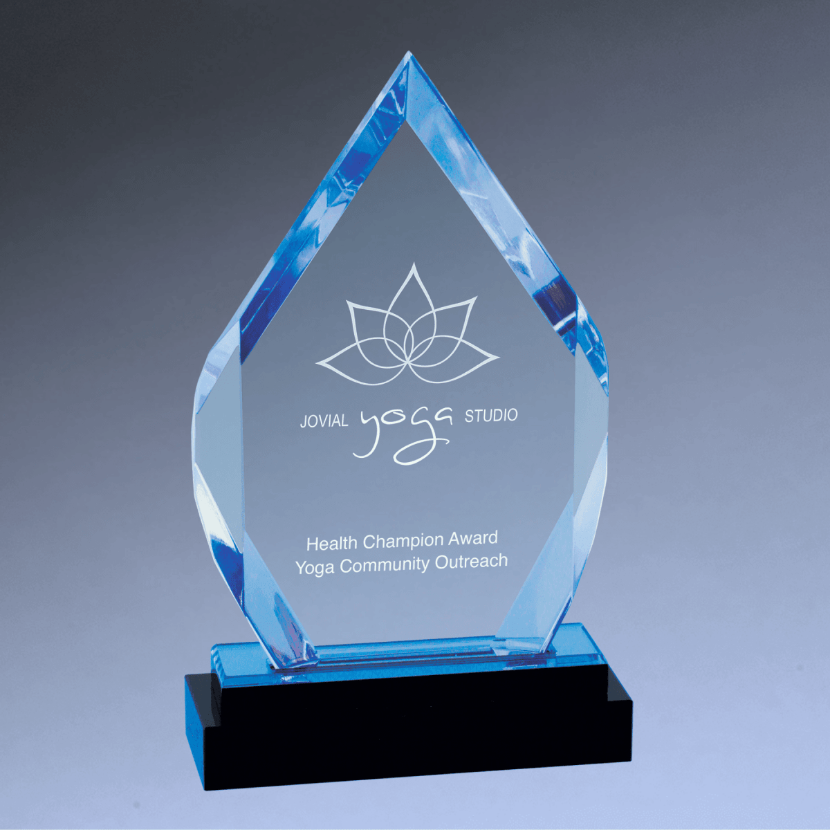 Fusion Diamond Impress Acrylic Award with Mirror Base - Blue