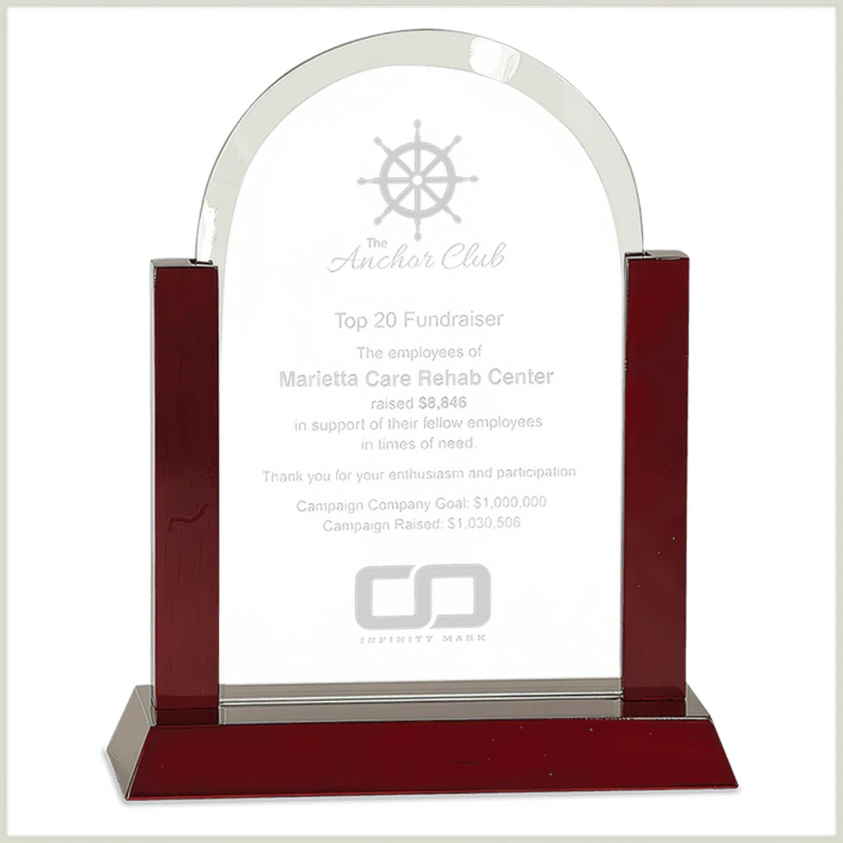Gateway Jade Glass Awards with Rosewood Finish Base Clipped Corner / 7"