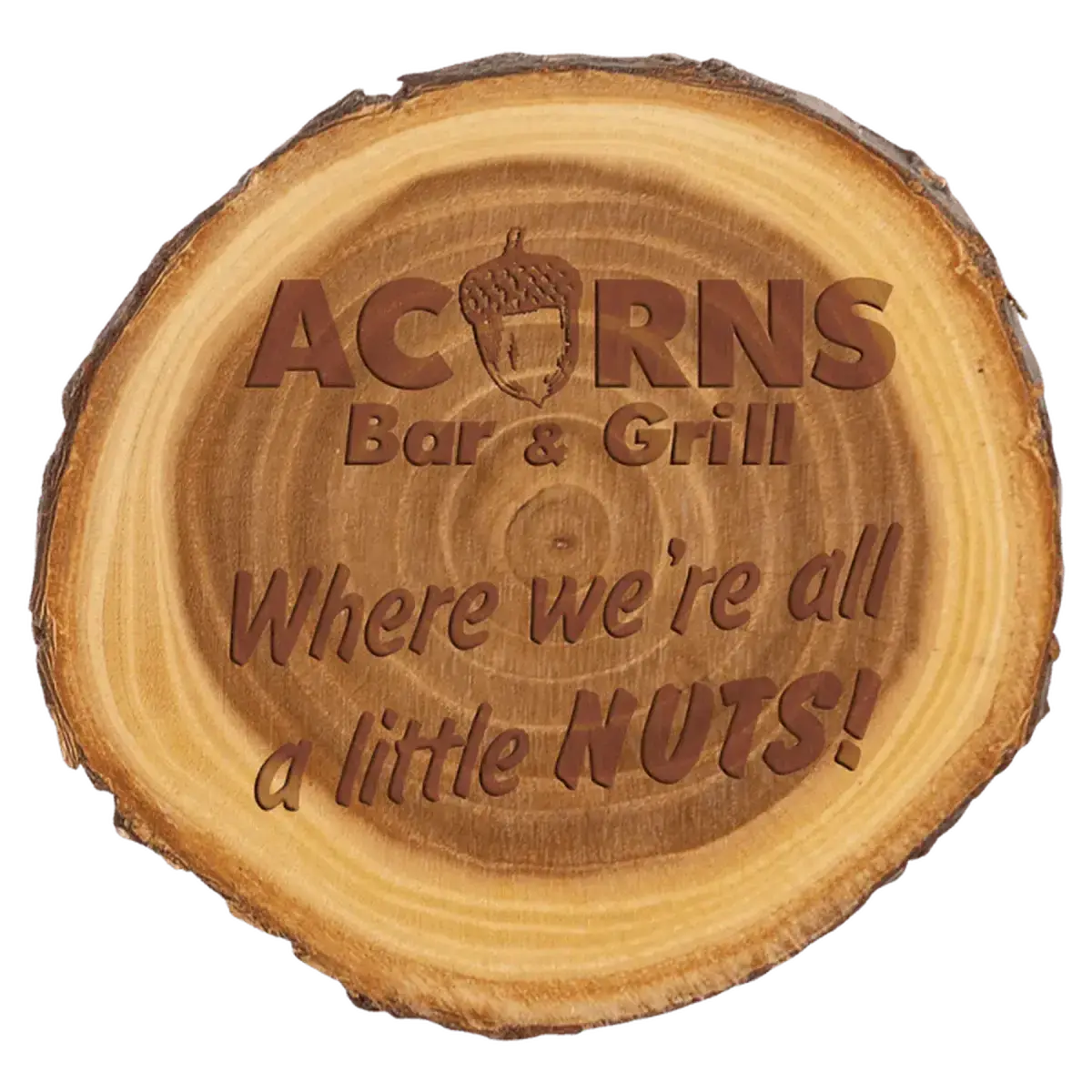 Personalized Log Coasters, Magnets and Plaques - Rustic Decor Coaster / 4"