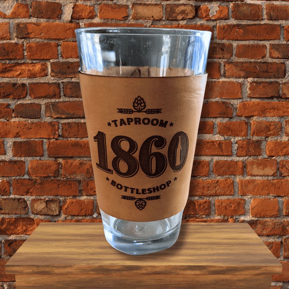 Genuine Leather Hand-Crafted 1860 Pint Sleeve (Personalization Options Available) Classic Logo