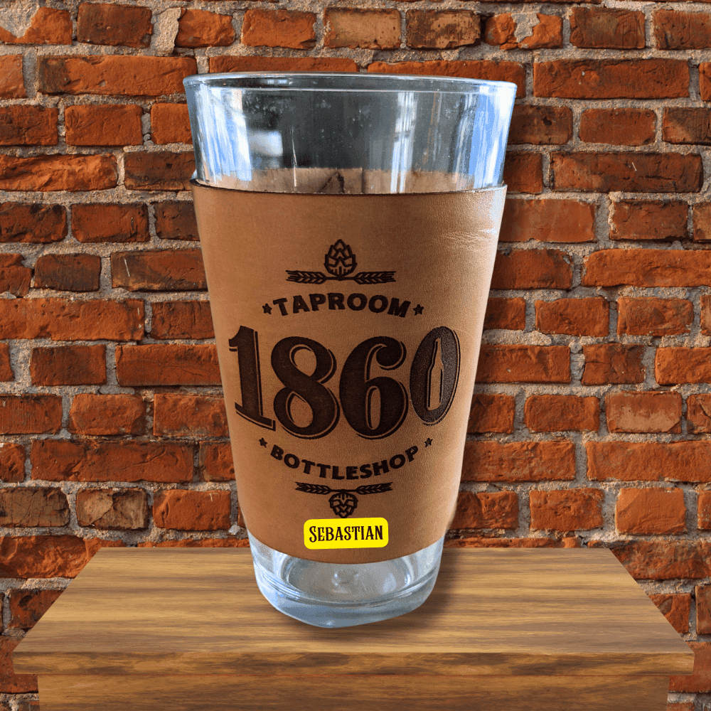 Genuine Leather Hand-Crafted 1860 Pint Sleeve (Personalization Options Available) Classic Logo
