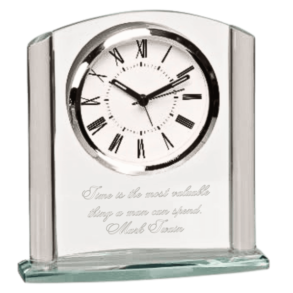 Glass Desk Clocks – Personalized Gifts, Awards & Decor - Jade Glass Accent - Arch Top