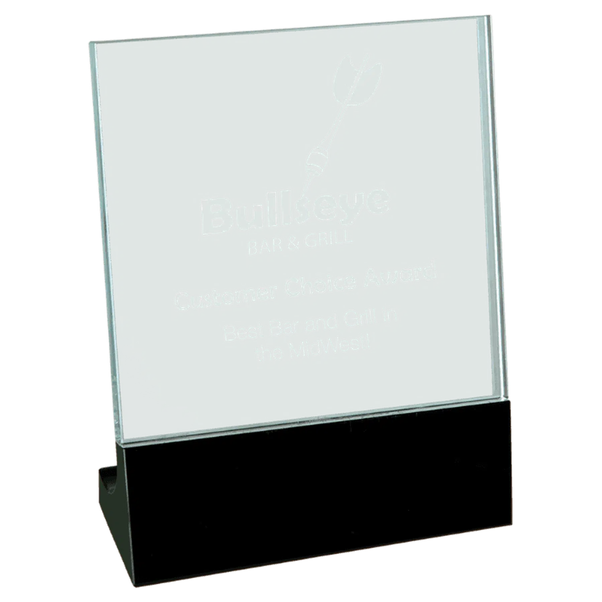 Glass Stand Up Award Plaques with Black Accents 4 1/2" x 5 1/2"
