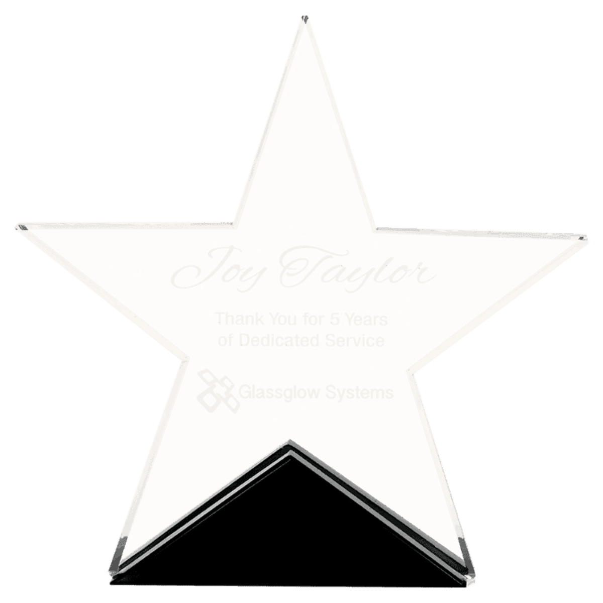 Glass Star Performance Award with Black Base - 7 3/4" x 7 1/2"