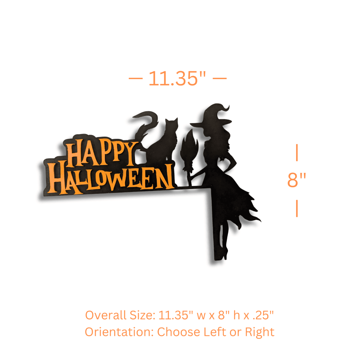 Halloween Corner Door Accent – Hand-Painted Door Signs Happy Halloween Witch / 11 3/5" x 8"