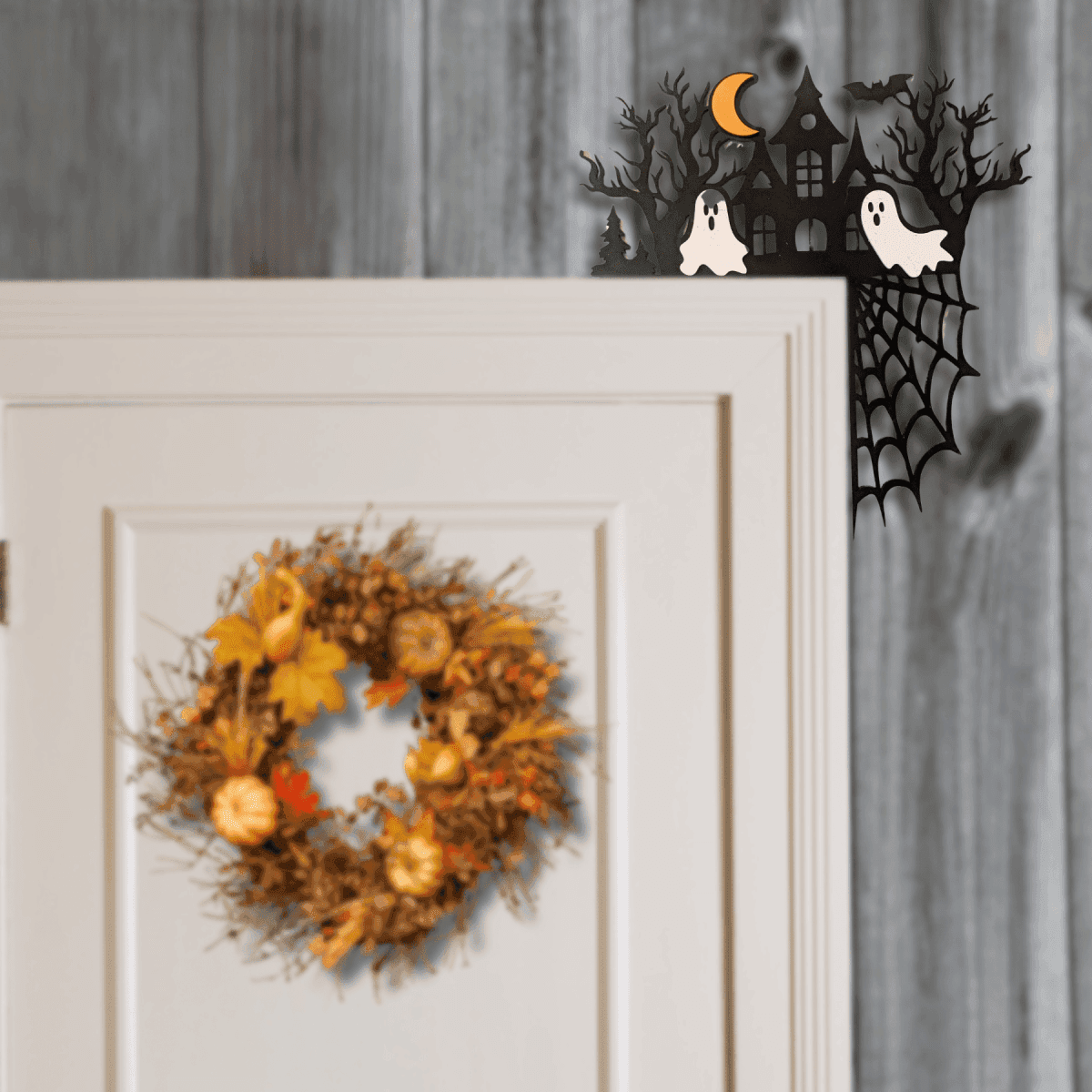 Halloween Corner Door Accent – Hand-Painted Door Signs Happy Halloween Pumpkin / 9" x 13"