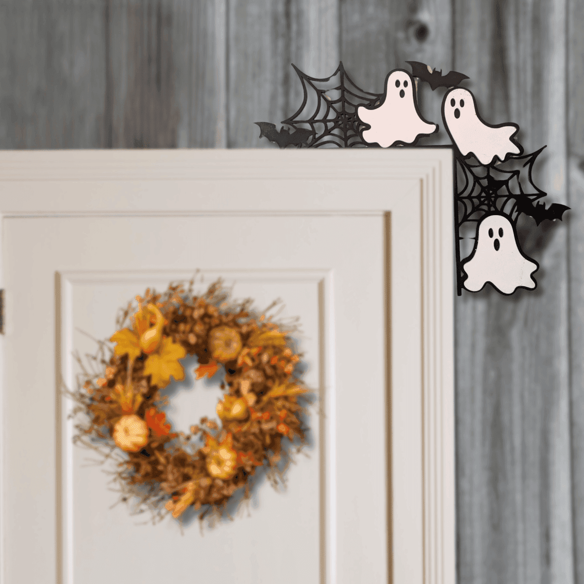 Halloween Corner Door Accent – Hand-Painted Door Signs Happy Halloween Pumpkin / 9" x 13"