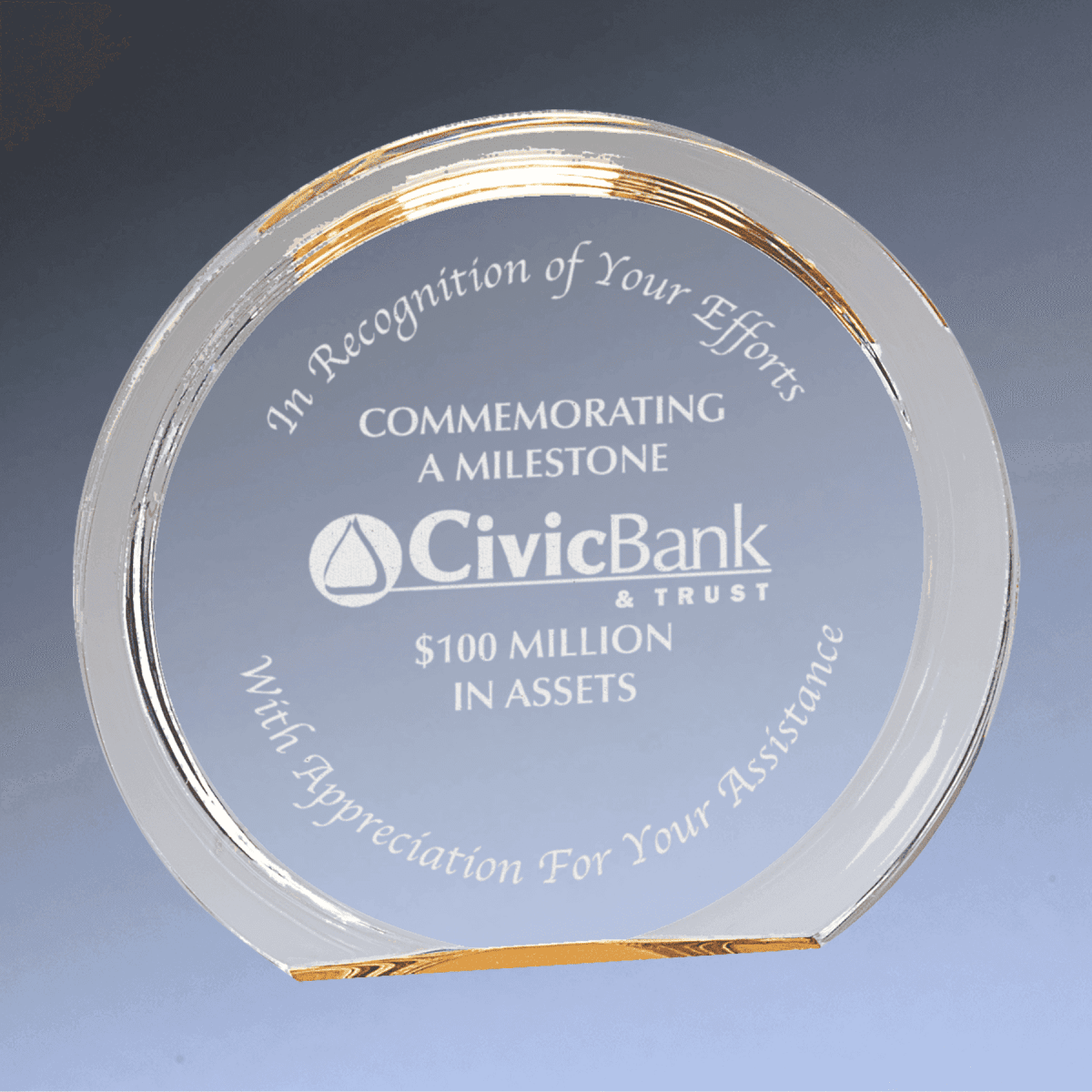 Halo Acrylic Awards with Blue or Gold Accents - Round Halo