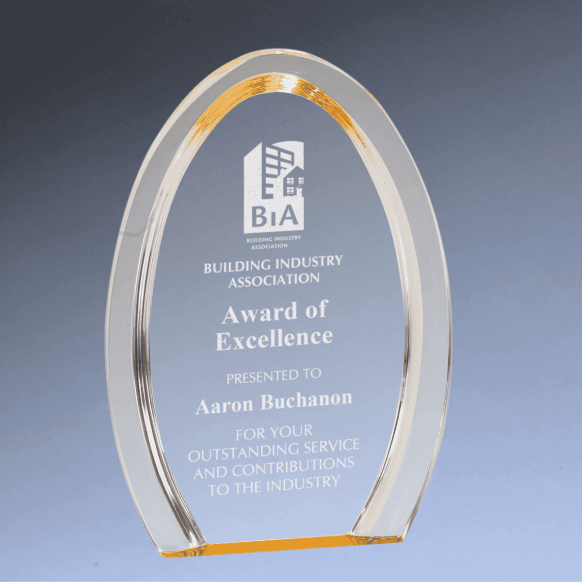 Halo Acrylic Awards with Blue or Gold Accents - Oval Halo